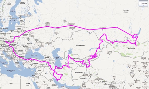 Here is the full trip recorded by SPOT